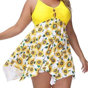 Womens One Piece Tummy Control Swimdress Plus Size Skirtini Cover Up Swimsuit